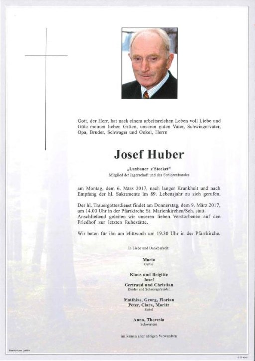 Partezettel Josef Huber („Luxbauer“, Stocket)
