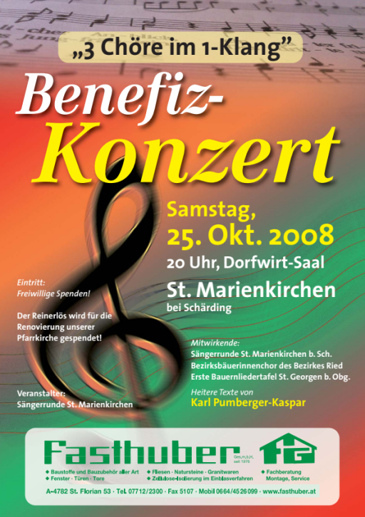 Plakat zum Benefizkonzert am 25. Oktober 2008