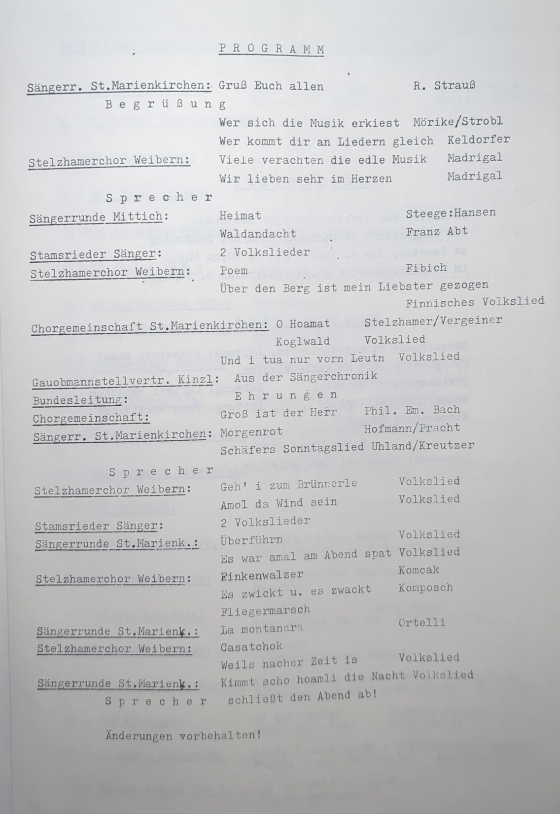 Das Programm des Festkonzertes