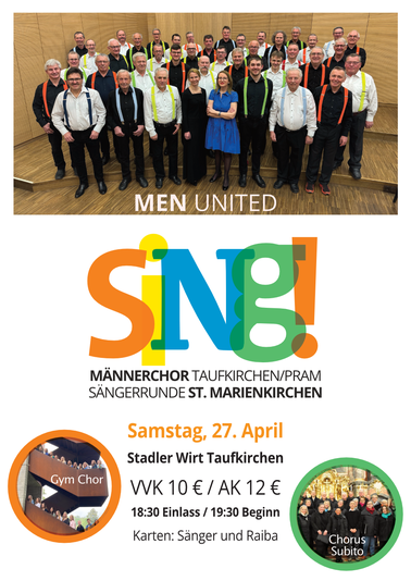 Plakat zum Frühjahrskonzert „SING!“ in Taufkirchen