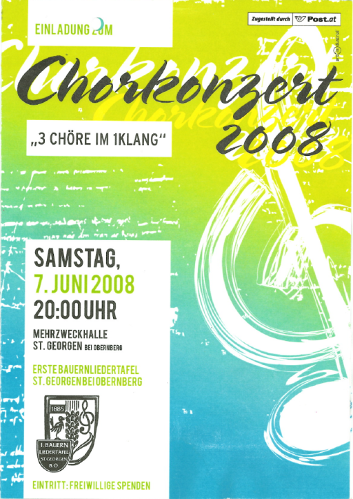 Plakat zum Chorkonzert am 7. Juni 2008 in St. Georgen