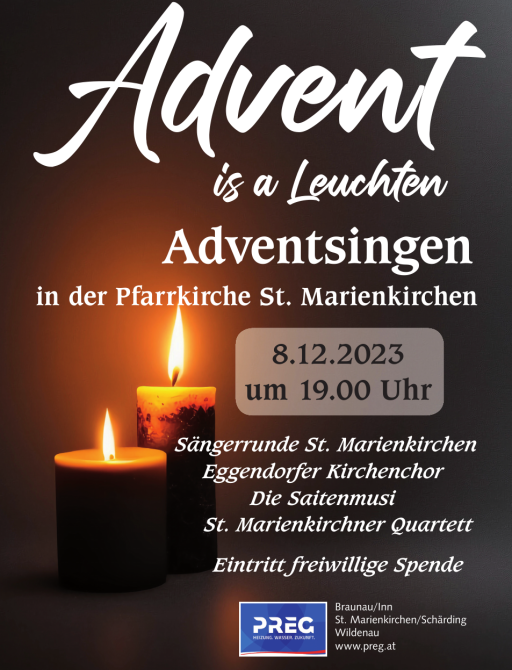 Plakat zum Adventsingen „Advent is a Leuchten“
