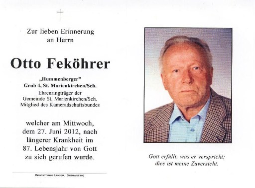 Unterstützendes Mitglied Otto Feköhrer